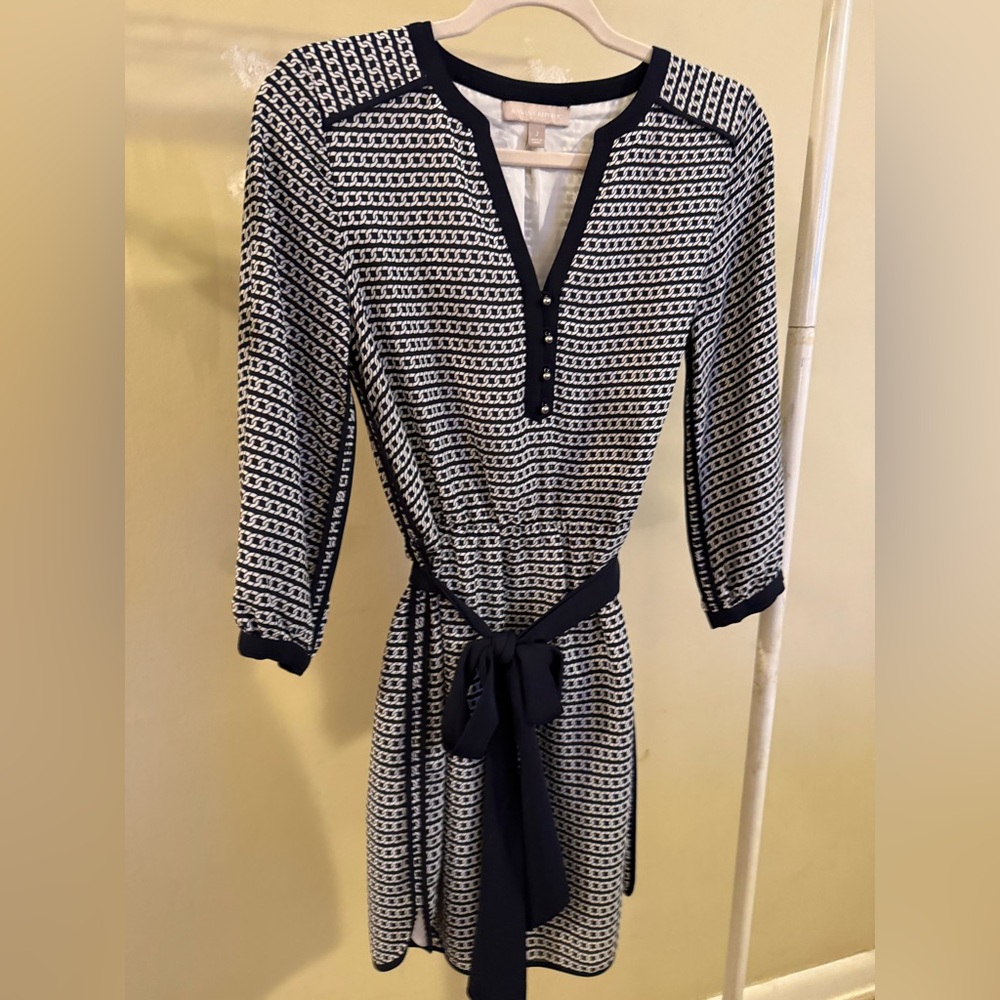 Navy and white banana republic dress.